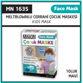 Meltblownlu Cerrahi Çocuk Maskesi Mavi