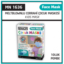 Meltblownlu Cerrahi Çocuk Maskesi Pembe